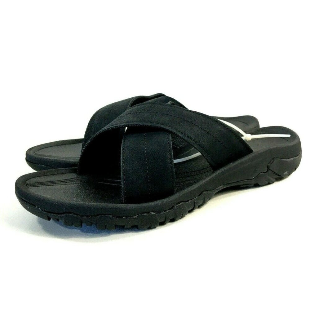 London Fog Collection Mens Slide Sandals 12 Black